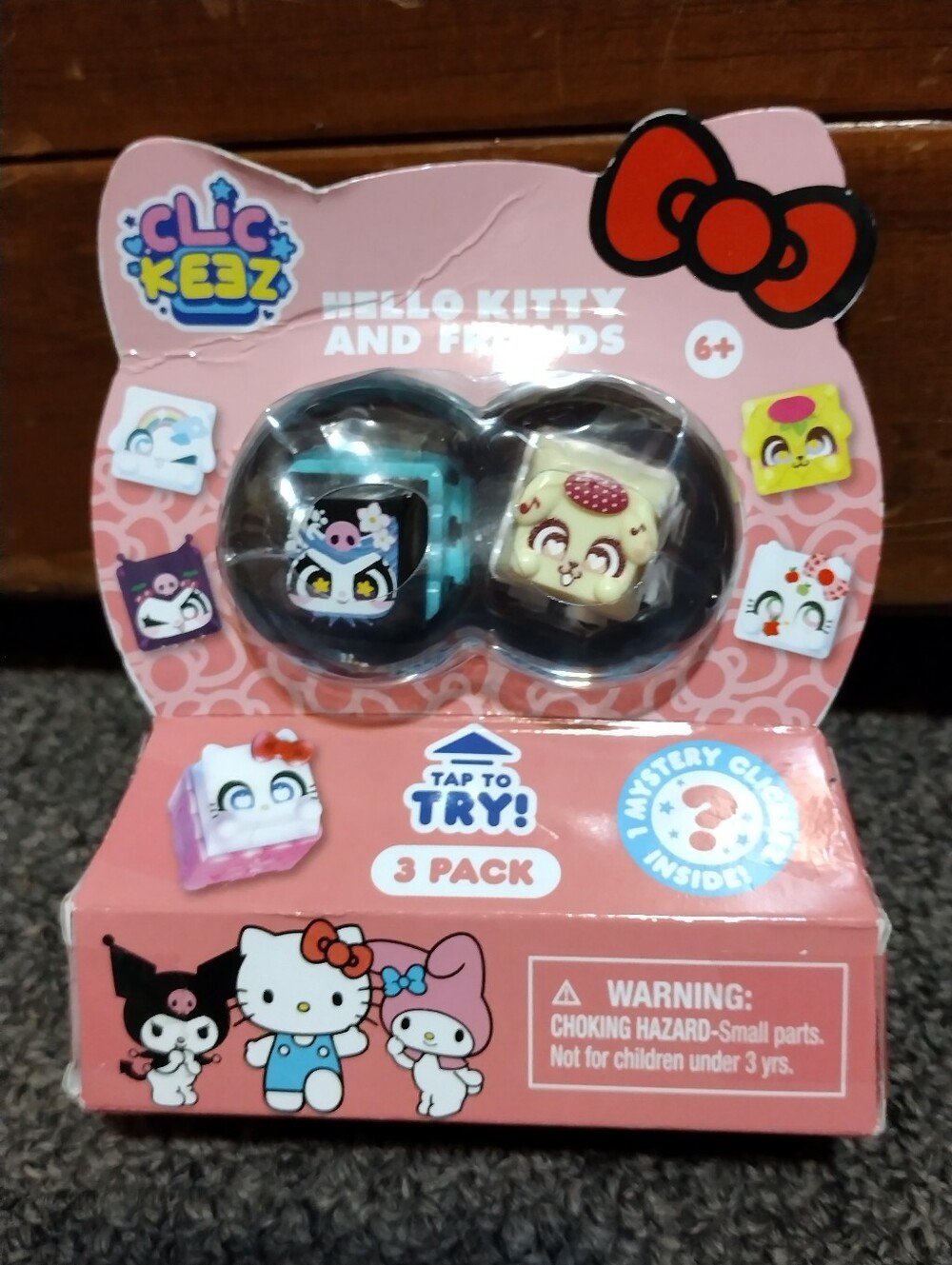 Hello Kitty Clic Keez 3-Pack Collectible Toy - Pink, Black, Cream